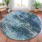 Homeroots 8' Teal Blue And Navy Blue Round Abstract Washable Indoor Outdoor Area Rug 630659 - alternate 1