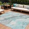 Homeroots 8' X 10' Teal Blue And Silver Abstract Washable Indoor Outdoor Area Rug 618439 - alternate 1