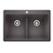 Blanco Liven SILGRANIT 33in 50/50 Double Bowl Dual Mount Kitchen Sink with Low Divide - Cinder 443204 - alternate 1