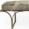 Homeroots 55in Gray and Antiqued Brass Faux Fur Upholstery Bench 376190 - alternate 4