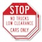 Signmission Stop No Trucks Low Clearance Cars O, 10 inch X 10 inch, Plastic Sign, 2PK OC-P-2PACK-10-225 - alternate 1