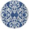 Homeroots 8' Navy Blue And Ivory Round Damask Washable Indoor Outdoor Area Rug 614445 - alternate 3