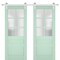 Sartodoors Sturdy Double Barn Door with Frosted Glass 56x84 (2* 28x84) Solid Core Modern Interior VEREGIO7339DB-S-OLI-56 x 84 (2* 28x84)-Silver Rail - alternate 1