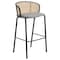 Leisuremod Ervilla Wicker Bar Stool with Fabric Seat and Black Powder Coated Steel Frame, Grey EBBL-31GR - alternate 1