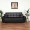 Homeroots 93" Black Faux Leather Convertible Futon Sleeper Sofa And Toss Pillows With Storage 607077 - alternate 1