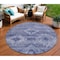 Homeroots 8' Navy Blue And Denim Blue Round Southwestern Washable Indoor Outdoor Area Rug 588710 - alternate 1