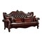 Homeroots 93" Brown Faux Leather Sofa And Toss Pillows With Burgundy Legs 490988 - alternate 1