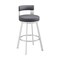 Armen Living Flynn 30in Swivel Bar Stool in Silver Metal with Gray Faux Leather LCFLBASLSLGRY30 - alternate 1