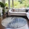 Homeroots 8' Navy Blue And Taupe Round Abstract Washable Indoor Outdoor Area Rug 587244 - alternate 5