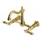 Kingston Brass Two-Handle Wall Mount Bridge Kitchen Faucet, Brushed Brass KS1267BAL - alternate 1
