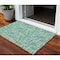 Homeroots 3' X 5' Turquoise Green And Ivory Abstract Washable Indoor Outdoor Area Rug 602599 - alternate 1