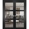 Sartodoors Solid French Double Doors, Lucia 2555 Matte Black with Clear Glass, Wood Solid Panel Frame Trims ,  LUCIA2555DD-BLK-7296 - alternate 1