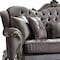 Homeroots 45" Platinum Velvet Floral Sofa And Toss Pillows 348645 - alternate 3