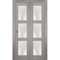 Sartodoors Sliding Closet Bi-fold Doors, Lucia 2552 Ginger Ash with Frosted Glass, Sturdy Tracks Moldings Tri LUCIA2552BF-SSS-48 x 84 (2* 24x84) - alternate 1