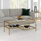 Homeroots 45" Gold Glass And Steel Coffee Table With Two Shelves 523329 - alternate 5