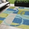 Homeroots 5' X 8' Denim Blue And Lime Green Geometric Washable Indoor Outdoor Area Rug 612576 - alternate 1