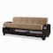 Homeroots 89" Brown Microfiber And Faux Leather Convertible Futon Sleeper Sofa And Toss Pillows With Storage 607180 - alternate 5
