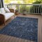 Homeroots 10' X 14' Navy Blue And Charcoal Damask Washable Indoor Outdoor Area Rug 603328 - alternate 4