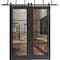 Sartodoors Sliding Closet Clear Glass Barn Bypass Doors, Lucia 2466 Matte Black and Aluminum Strips, Sturdy 6 LUCIA2466BBB-BLK-56 x 84 (2* 28x84) - alternate 1