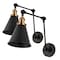 Jonathan Y Rover 7" Classic Industrial Metal Adjustable Arm LED Wall Sconce, Black/Brass Gold, 2PK JYL7462A-SET2 - alternate 6