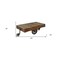 Homeroots 50" Brown and Black Solid Wood and Iron Distressed Wheel Coffee Table 488845 - alternate 3