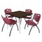 Regency Square Kahlo Breakroom Table W/ 4 M Stack Chairs, 42 in W, 42 in L, Neo Walnut TPL4242NWCM47BY - alternate 1