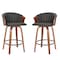Homeroots Set of Two 26" Black and Brown Faux Leather and Solid Wood Low Back Counter Height Bar Chairs, 2PK 555082 - alternate 1