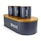 Megachef Bamboo Kitchen Countertop 4 Piece Metal Bread Basket and Canister Set in Gray with Lids MG-317 - alternate 6