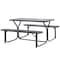 Gardenised Gray Outdoor Picnic Table Set with Benches, & Sturdy Metal Frame, Weather-Resistant, Seats 6 QI003911GY - alternate 6
