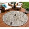Homeroots 8' Taupe And Gray Round Striped Washable Indoor Outdoor Area Rug 615526 - alternate 1