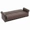 Homeroots 89" Brown Faux Leather Convertible Futon Sleeper Sofa And Toss Pillows With Storage 607108 - alternate 3