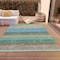 Homeroots 8' X 10' Sage Teal Blue And Tan Striped Washable Indoor Outdoor Area Rug 614830 - alternate 6