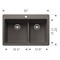Blanco Liven SILGRANIT 33in 60/40 Double Bowl Dual Mount Kitchen Sink with Low Divide - Volcano Gray 443216 - alternate 2