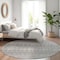 Homeroots 8' Silver Gray And Ivory Round Tribal Washable Indoor Outdoor Area Rug 582646 - alternate 5