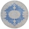 Homeroots 8' Navy Blue And Ivory Round Oriental Washable Indoor Outdoor Area Rug 597742 - alternate 3