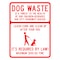 Sign Solutions Usa Dog Waste Maximum $100 Fine, 18 in W x Vertical Rectangle, Aluminum Sign DCS10DWT1824CUS00054 - alternate 1