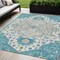 Homeroots 5' X 8' Teal Blue Green And Ivory Oriental Washable Indoor Outdoor Area Rug 596645 - alternate 1