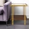 Homeroots 22" Brass And Clear Glass And Steel Square End Table With Shelf 544221 - alternate 1