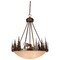 Vaxcel Yellowstone 4-Light 24 in. Wide Burnished Bronze Rustic Moose Bowl Pendant Light Amber Glass PD55624BBZ - alternate 1