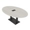 Skutchi Designs Oval Conference Table With Power Unit, 48 in W, 72 in L, Ivory HAR-OVL-48X72-DOU.BK-K458-EBLK - alternate 1