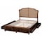 Baxton Studio Latrell Mid-Century Walnut Brown Wood and Rattan King Size Storage Bed 247-12667-10670-ZORO - alternate 5