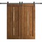 Sartodoors Modern Double Barn Door 64 x 80 inches, Ego 5014 Cognac Oak Veneer, 13FT Rail Track Set, Solid Pa EGO5014DB-DKO-64 - alternate 1