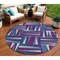 Homeroots 8' Purple Ivory And Teal Blue Round Geometric Washable Indoor Outdoor Area Rug 598294 - alternate 1