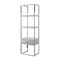 Homeroots 71" Light Gray Stainless Steel and Wood Three Tier Etagere Bookcase with A Drawer 544735 - alternate 1