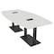 Skutchi Designs Boat Conference Table With Power Unit, 48 in W, 96 in L, White HAR-BOT-48x96-DOU.BK-WA7976-EBLK - alternate 1