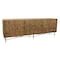 Homeroots 91in Natural Distressed Solid Wood Carved Geometric Sideboard with Six Doors 606290 - alternate 1