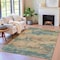 Homeroots 3' X 5' Teal Blue And Beige Abstract Washable Indoor Outdoor Area Rug 630939 - alternate 1