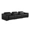 Homeroots 134" Black Italian Leather Reclining Metal USB Sofa 720293 - alternate 2
