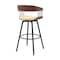 Homeroots 31" Cream and Black Faux Leather with Metal Swivel Bar Height Bar Chair 534456 - alternate 6
