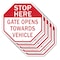 Signmission Stop Here Gate Opens Towards Vehicl, 10 inch X 10 inch, Aluminum Metal Signs, 5PK OC-A-5Pack-10-135 - alternate 1